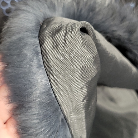 Vintage wool skirt dark grey blue embroidery Italian size 40(small) fully linned - Picture 3 of 7